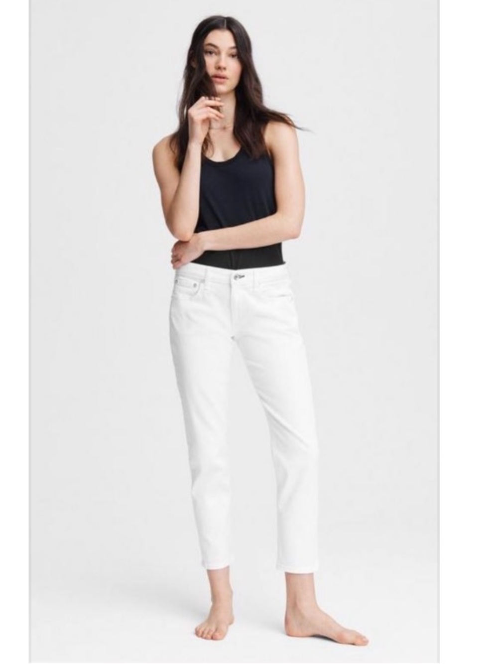 Rag & Bone Dre Low Rise Boyfriend Jeans in Optic White- Size 25.